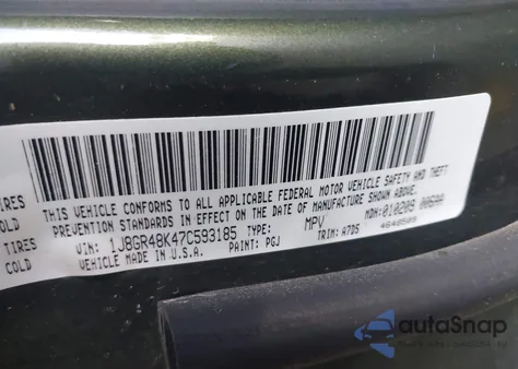 2007 Jeep Grand Cherokee Laredo из США, поврежденный, VIN 1J8GR48K47C593185